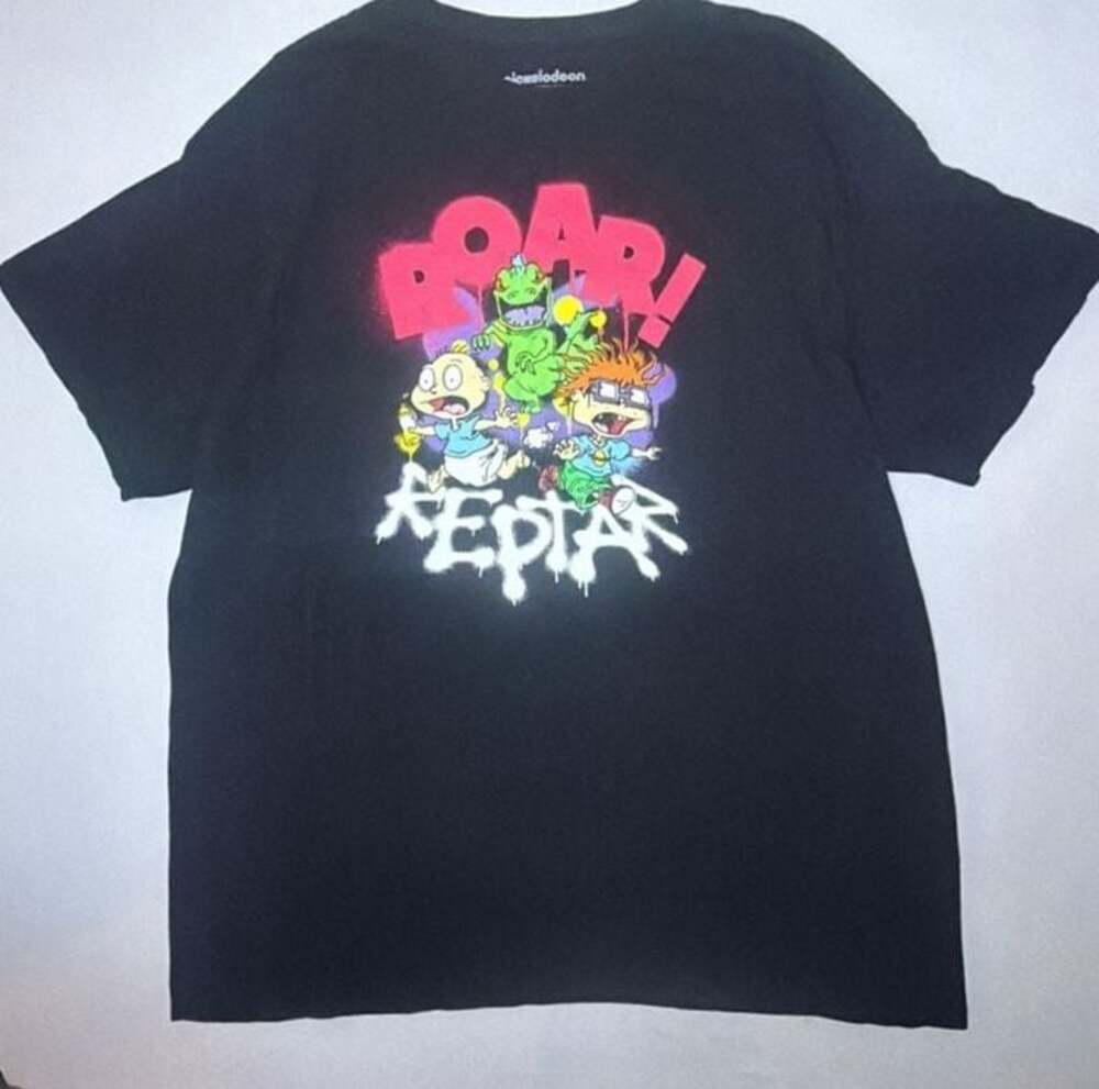 Nickelodeon Rugrats Reptar Roar Black Graphic T-Shirt